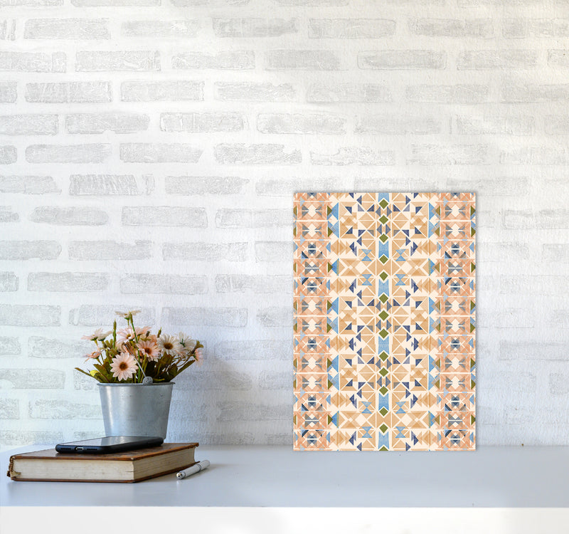 Boho Nomadic Tribal Orange Abstract Art Print by Ninola Design A3 Black Frame