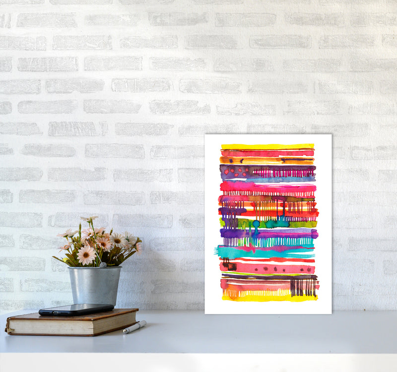 Irregular Watercolor Lines Abstract Art Print by Ninola Design A3 Black Frame