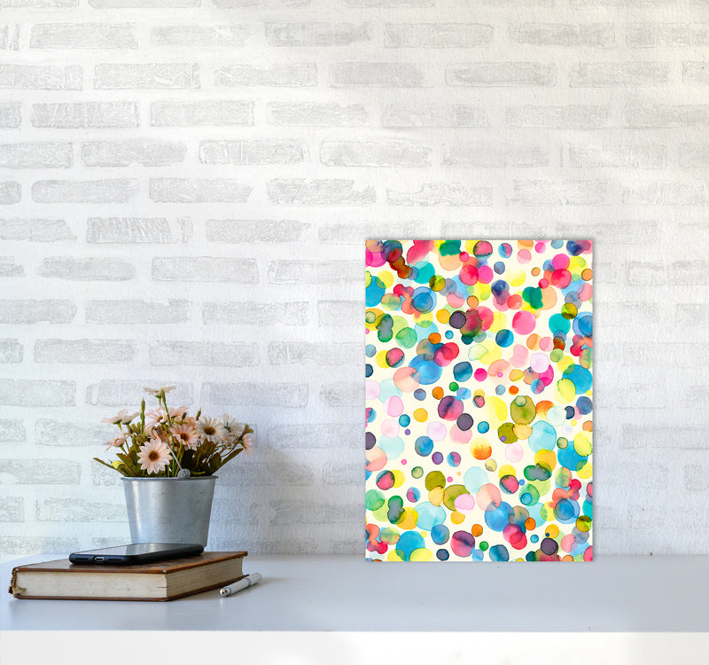 Watercolor Colorful Drops Abstract Art Print by Ninola Design A3 Black Frame