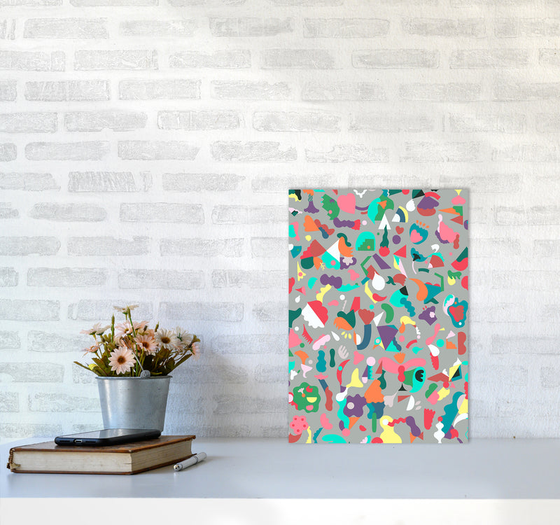 Dreamy Animal Shapes Gray Abstract Art Print by Ninola Design A3 Black Frame