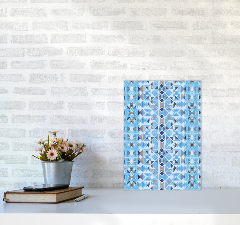 Boho Nomadic Tribal Blue Abstract Art Print by Ninola Design A3 Black Frame