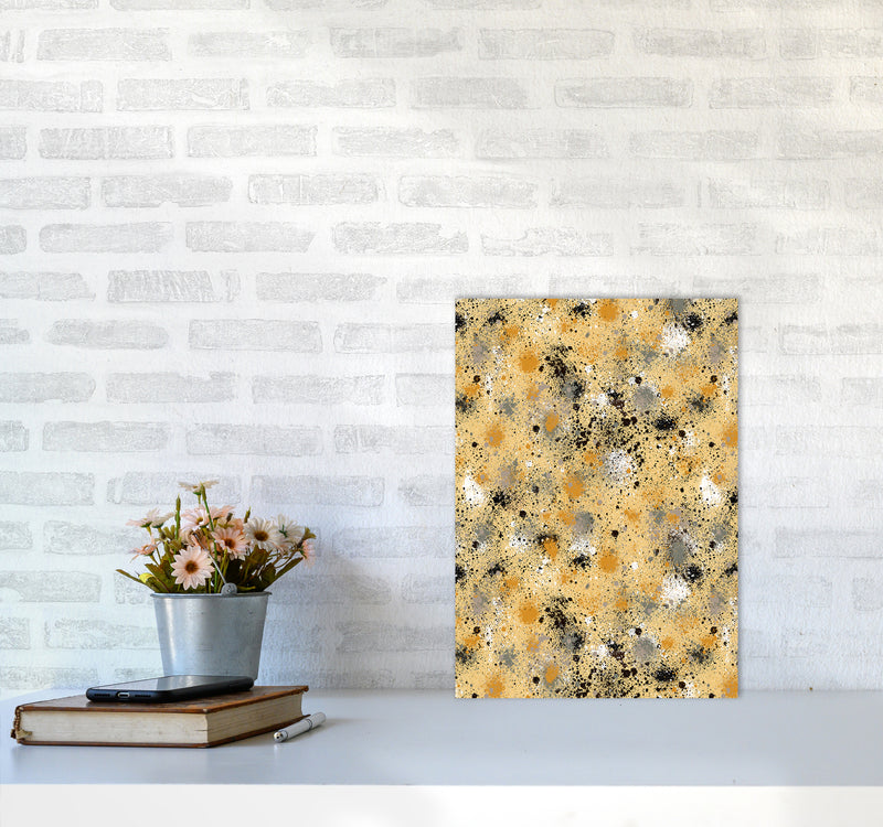 Ink Dust Splatter Yellow Abstract Art Print by Ninola Design A3 Black Frame