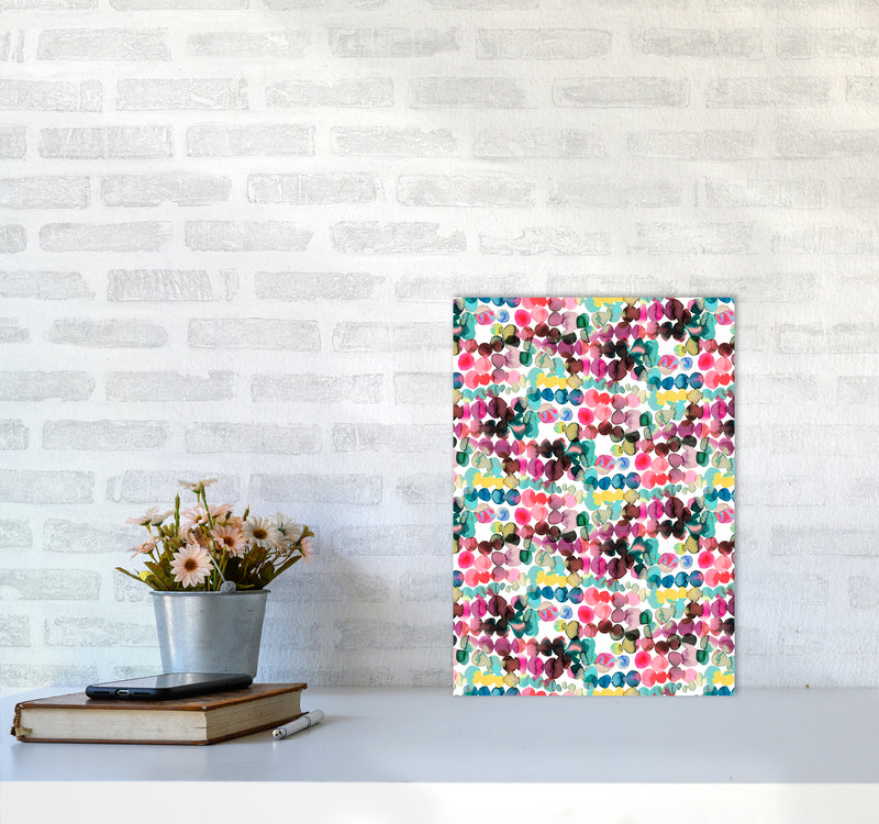 Ink Bleeding Dots Pink Abstract Art Print by Ninola Design A3 Black Frame