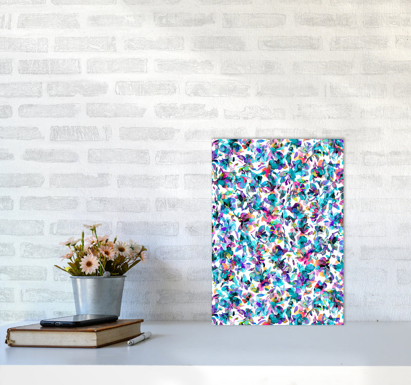 Aquatic Flowers Blue Abstract Art Print by Ninola Design A3 Black Frame