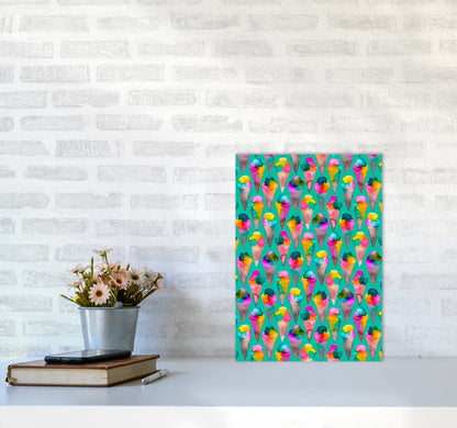 Cute Ice Creams Kids Abstract Art Print by Ninola Design A3 Black Frame