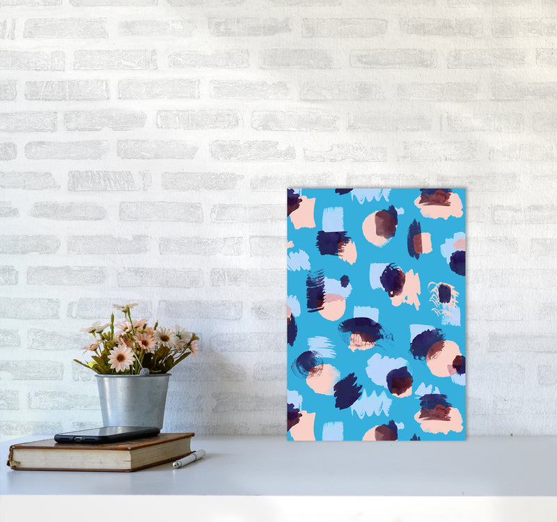 Abstract Stains Blue Abstract Art Print by Ninola Design A3 Black Frame