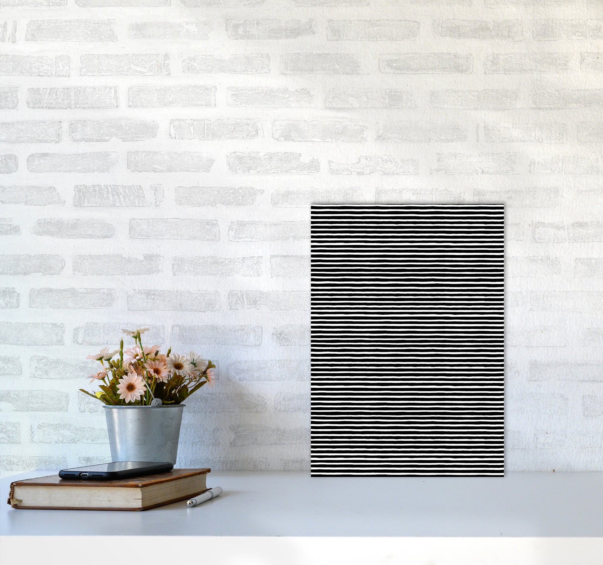 Marker Black Stripes Abstract Art Print by Ninola Design A3 Black Frame