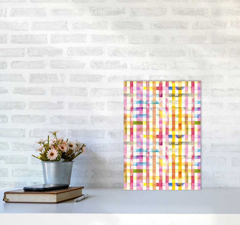 Gingham Vichy Yellow Abstract Art Print by Ninola Design A3 Black Frame