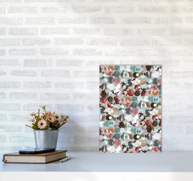 Ink Dots Gray Green Abstract Art Print by Ninola Design A3 Black Frame