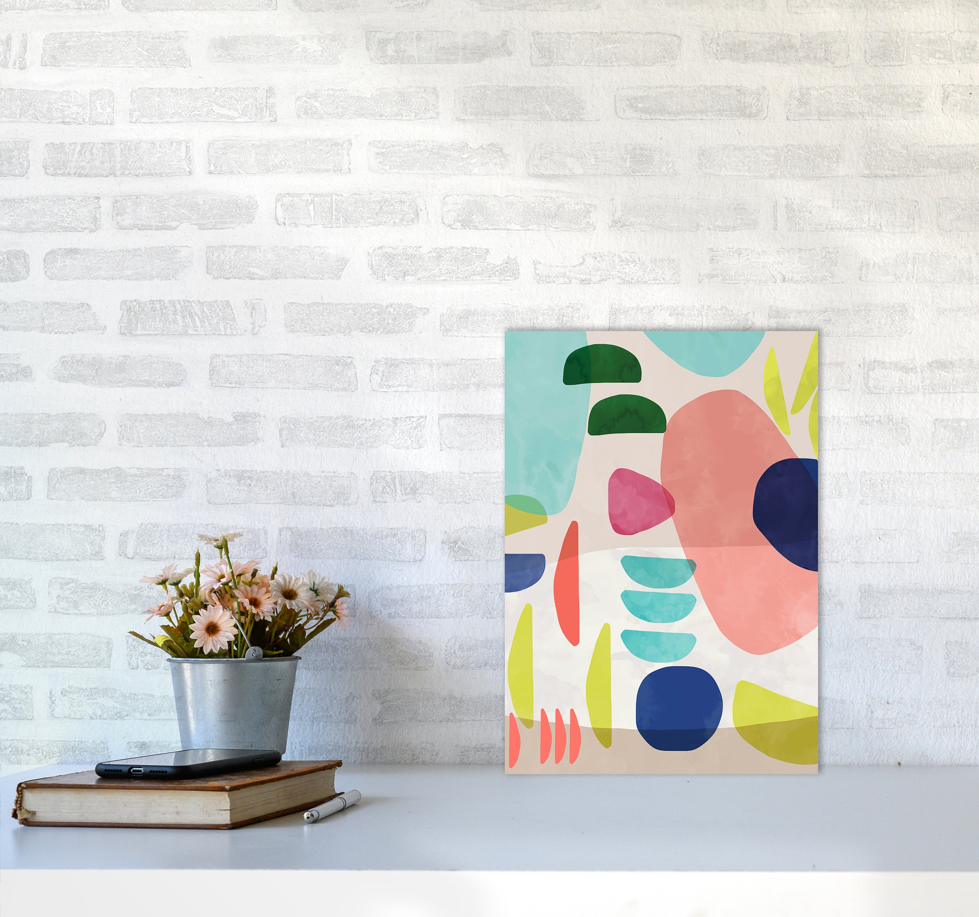 Organic Bold Shapes Abstract Art Print by Ninola Design A3 Black Frame