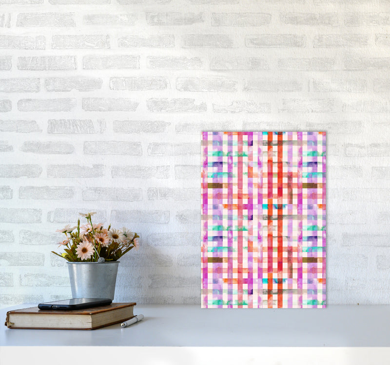 Gingham Vichy Pink Abstract Art Print by Ninola Design A3 Black Frame
