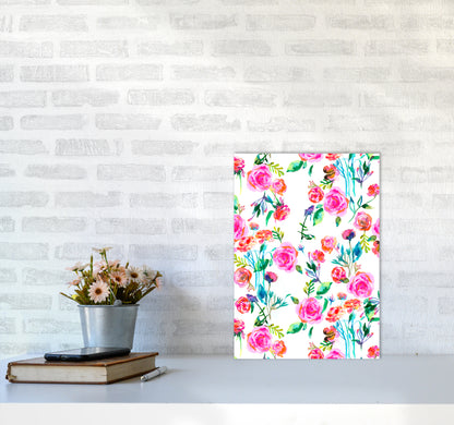 Roses Bouquet Pink Abstract Art Print by Ninola Design A3 Black Frame
