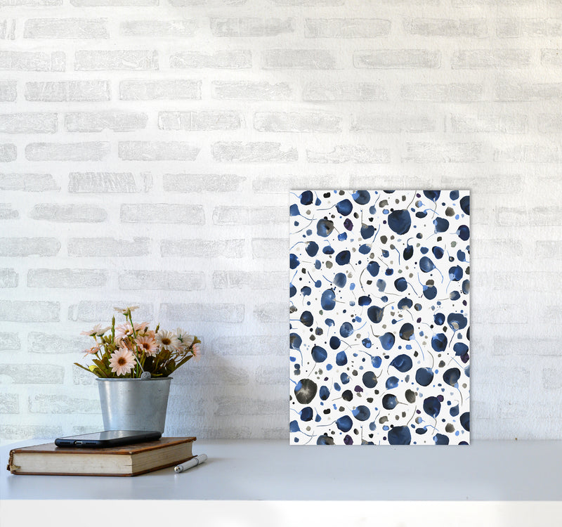Flying Seeds Blue Abstract Art Print by Ninola Design A3 Black Frame