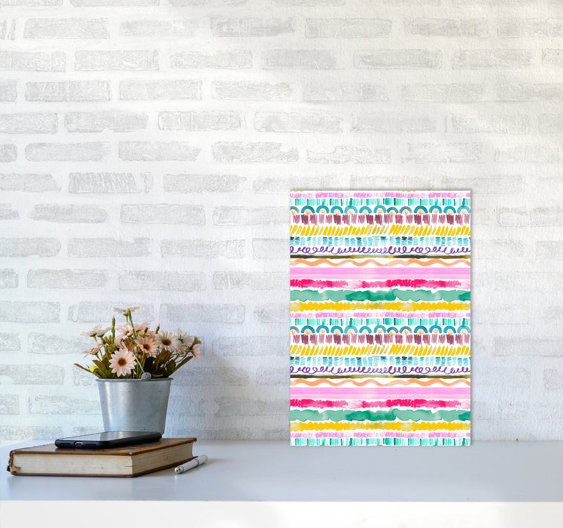 Garlands Tribal Abstract Art Print by Ninola Design A3 Black Frame