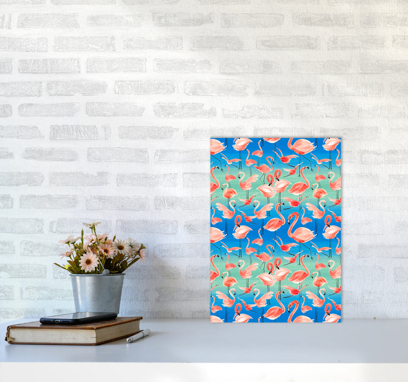 Flamingo Pink Abstract Art Print by Ninola Design A3 Black Frame