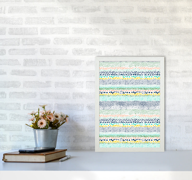 Little Textured Minimal Dots White Abstract Art Print by Ninola Design A3 Oak Frame