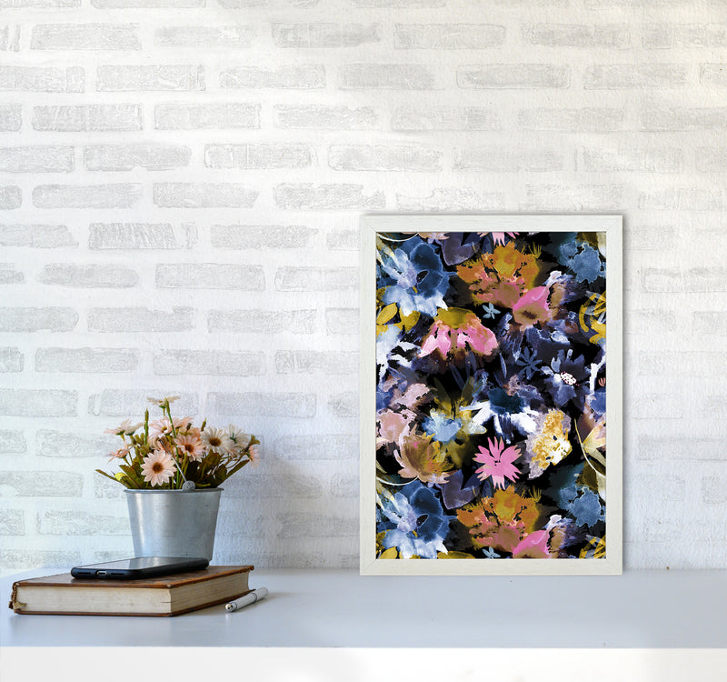 Watercolor Sring Memories Black Abstract Art Print by Ninola Design A3 Oak Frame