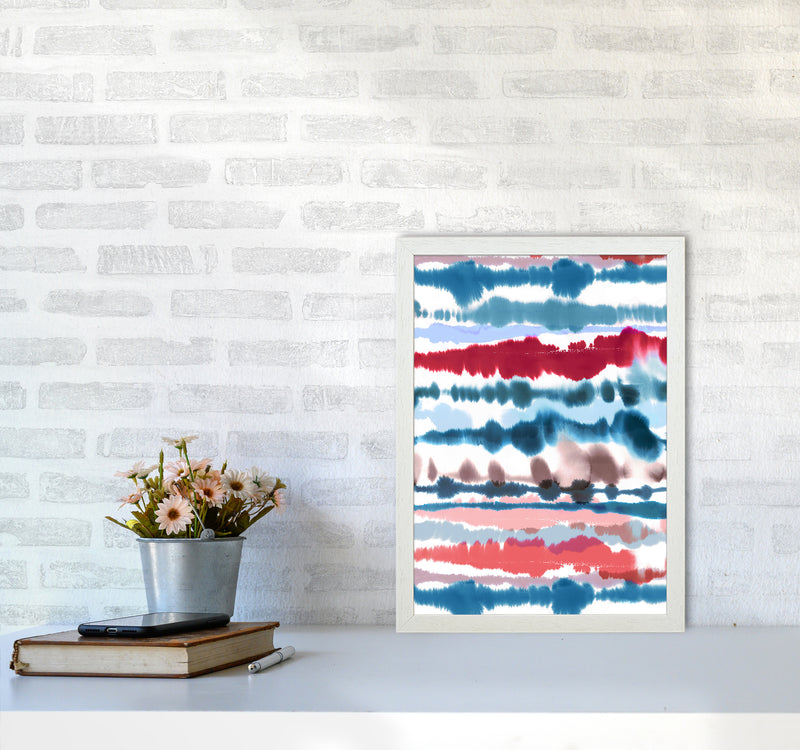 Soft Nautical Watercolor Lines Abstract Art Print by Ninola Design A3 Oak Frame