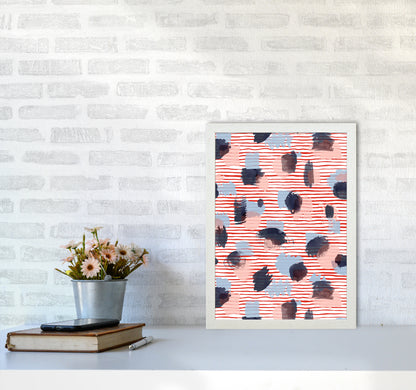 Watercolor Stains Stripes Red Abstract Art Print by Ninola Design A3 Oak Frame
