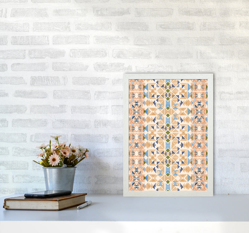Boho Nomadic Tribal Orange Abstract Art Print by Ninola Design A3 Oak Frame