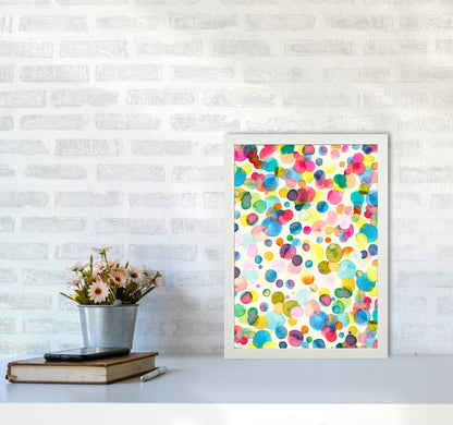 Watercolor Colorful Drops Abstract Art Print by Ninola Design A3 Oak Frame