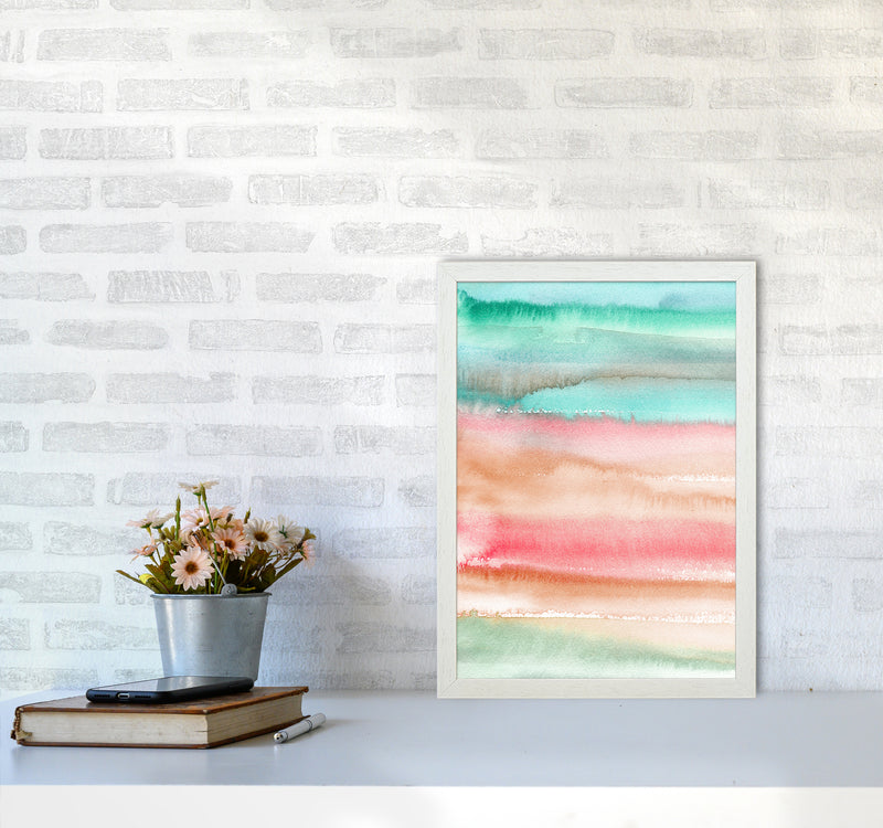 Gradient Watercolor Melon Abstract Art Print by Ninola Design A3 Oak Frame