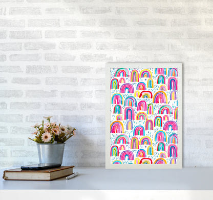 Cute Watercolor Rainbows Abstract Art Print by Ninola Design A3 Oak Frame