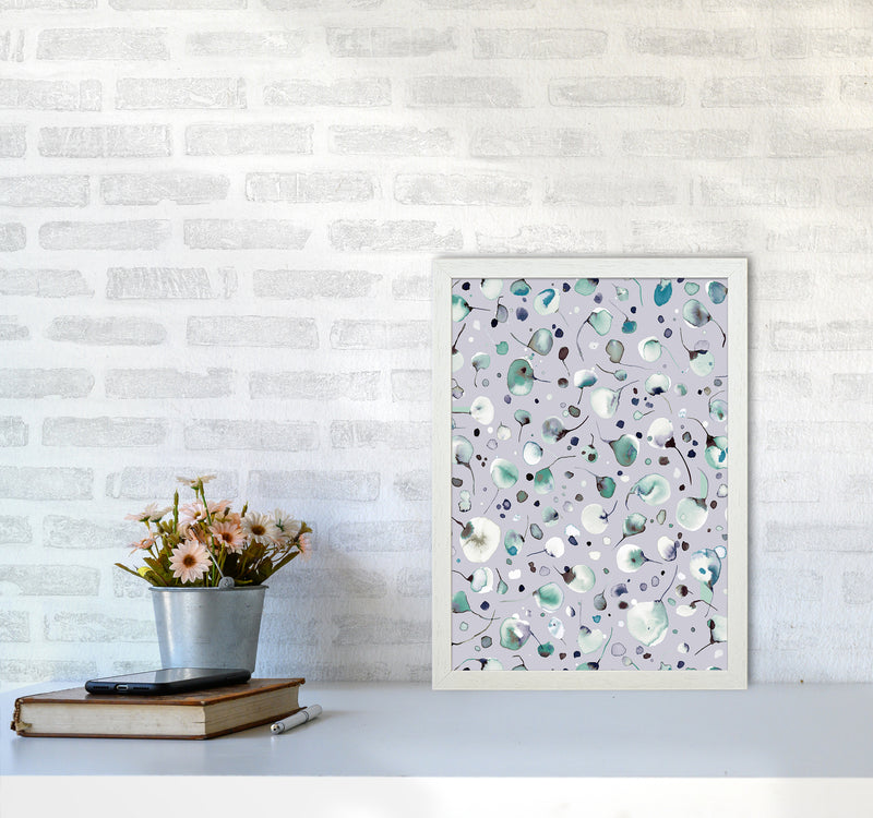 Flying Seeds Ice Winter Abstract Art Print by Ninola Design A3 Oak Frame