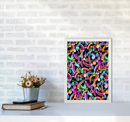 Rainbow Lace Neon Kids Abstract Art Print by Ninola Design A3 Oak Frame