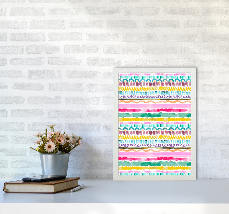 Garlands Tribal Abstract Art Print by Ninola Design A3 Oak Frame
