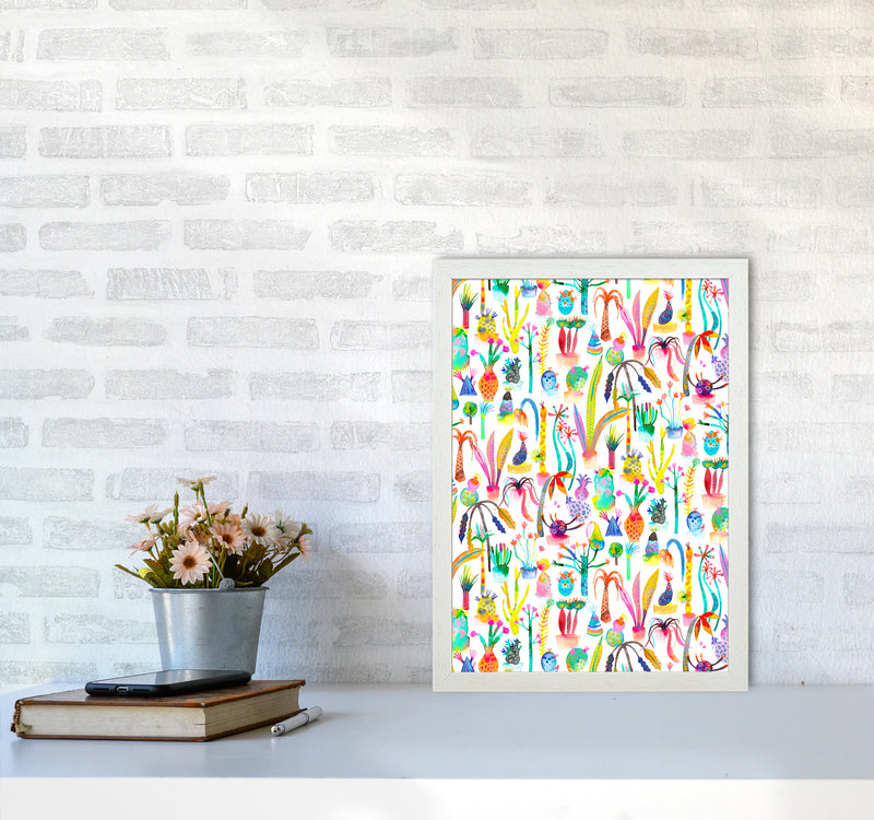 Lush Garden Abstract Art Print by Ninola Design A3 Oak Frame