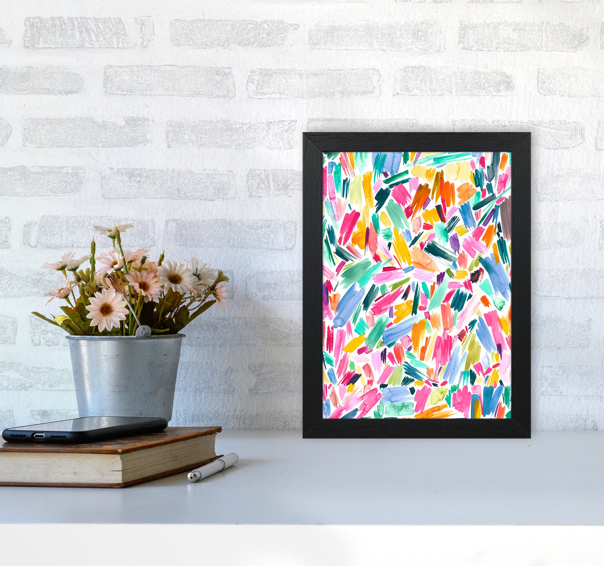 Artist Simple Pleasure Abstract Art Print by Ninola Design A4 White Frame
