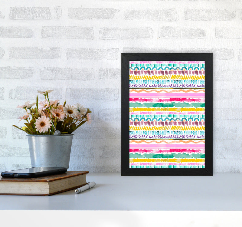 Garlands Tribal Abstract Art Print by Ninola Design A4 White Frame