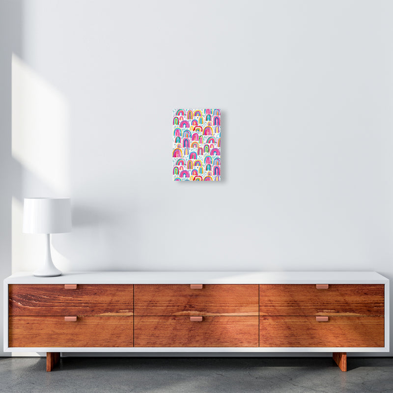 Cute Watercolor Rainbows Abstract Art Print by Ninola Design A4 Canvas
