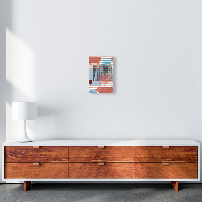 Abstract Striped Geo Red Abstract Art Print by Ninola Design A4 Canvas