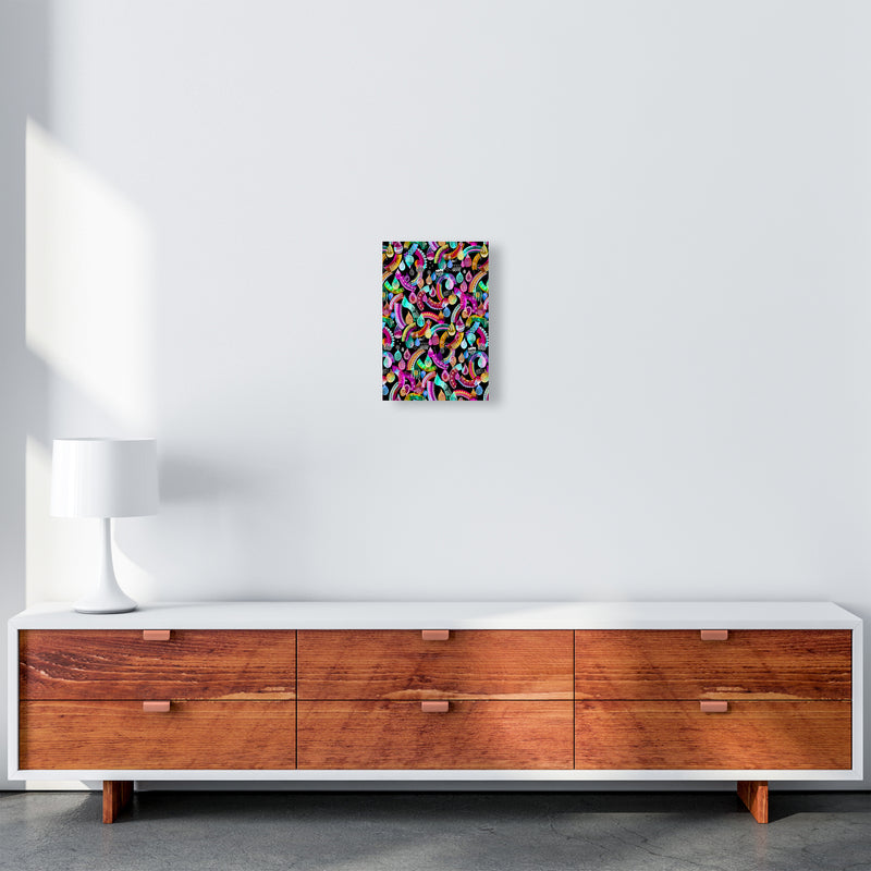 Rainbow Lace Neon Kids Abstract Art Print by Ninola Design A4 Canvas