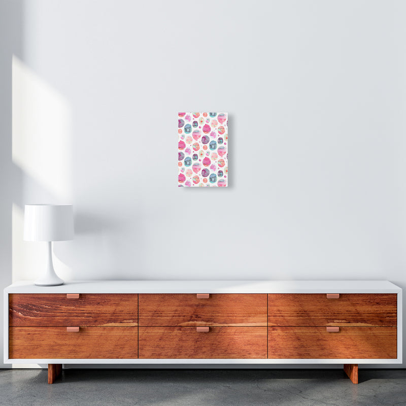 Big Watery Dots Pink Abstract Art Print by Ninola Design A4 Canvas