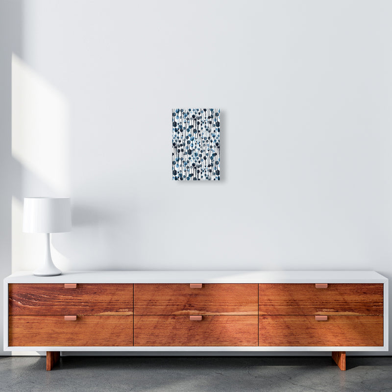 Dripping Dots Navy Abstract Art Print by Ninola Design A4 Canvas