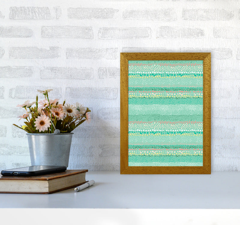 Little Textured Minimal Dots Green Abstract Art Print by Ninola Design A4 Print Only