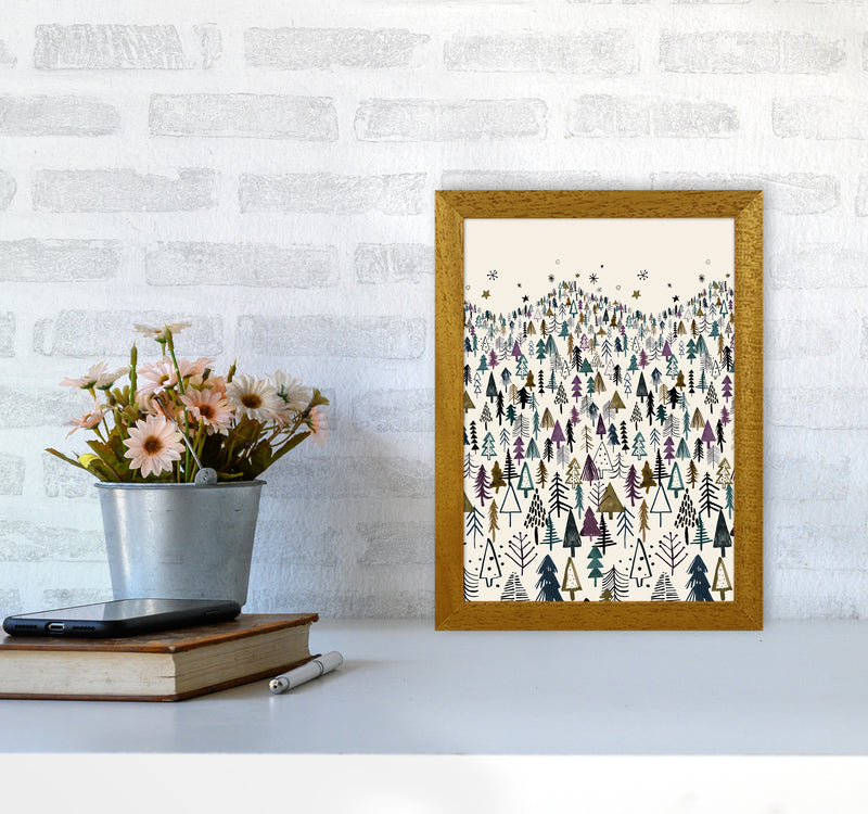 Trees Forest Night Purple Abstract Art Print by Ninola Design A4 Print Only