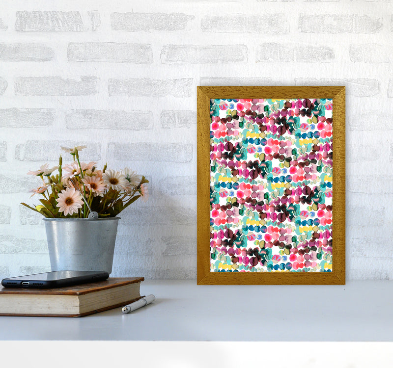 Ink Bleeding Dots Pink Abstract Art Print by Ninola Design A4 Print Only