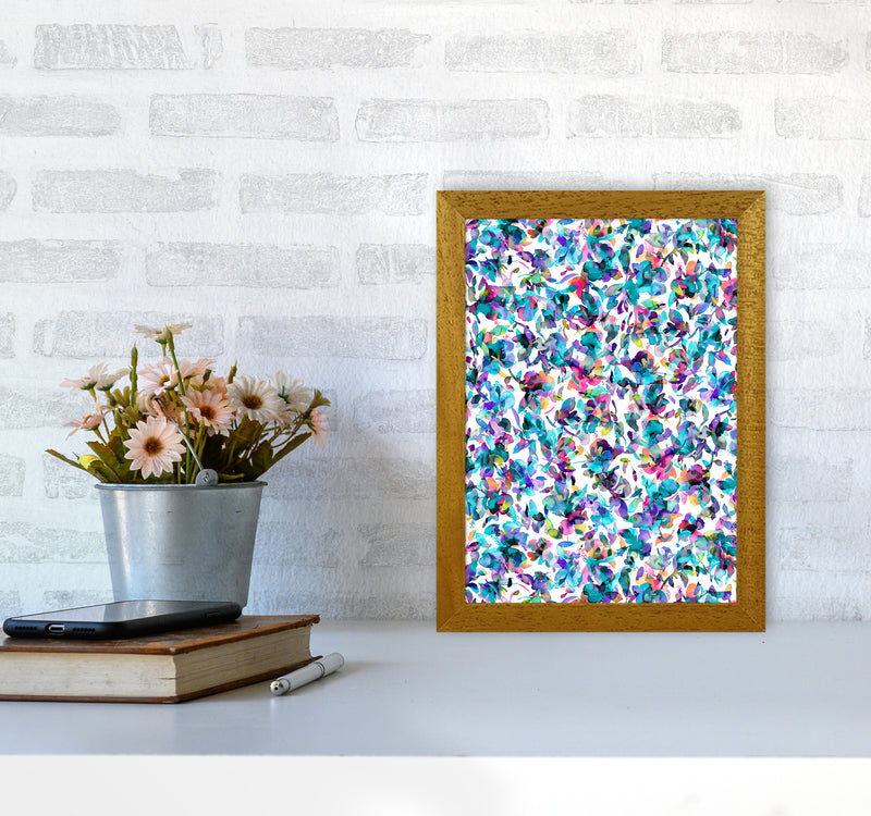 Aquatic Flowers Blue Abstract Art Print by Ninola Design A4 Print Only