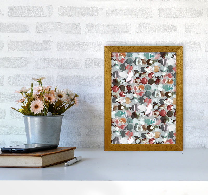 Ink Dots Gray Green Abstract Art Print by Ninola Design A4 Print Only
