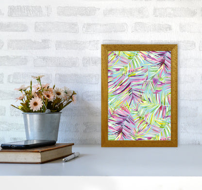 Tropical Palms Blue Abstract Art Print by Ninola Design A4 Print Only