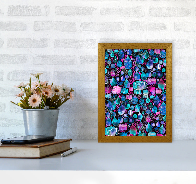 Rain Stitches Neon Abstract Art Print by Ninola Design A4 Print Only
