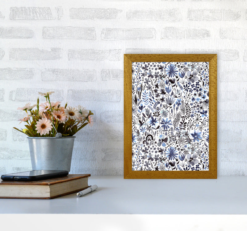 Winter Ink Flowers Abstract Art Print by Ninola Design A4 Print Only