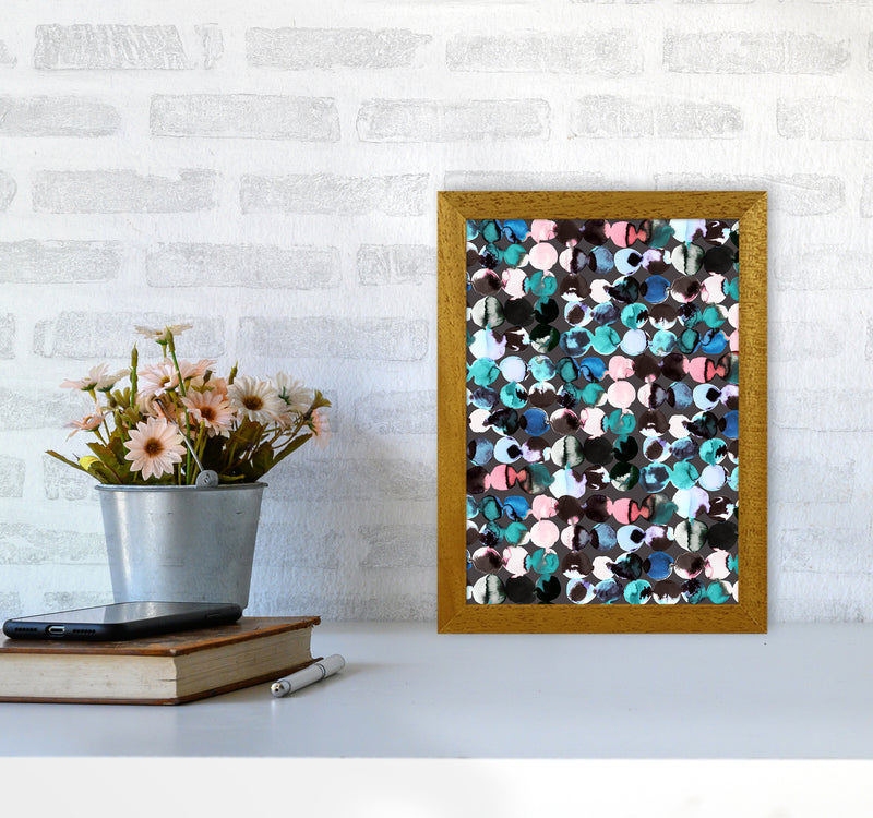 Ink Dots Blue Red Abstract Art Print by Ninola Design A4 Print Only