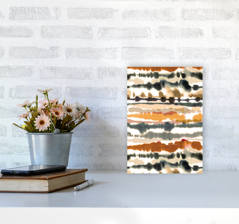 Soft Nautical Watercolor Lines Brown Abstract Art Print by Ninola Design A4 Black Frame