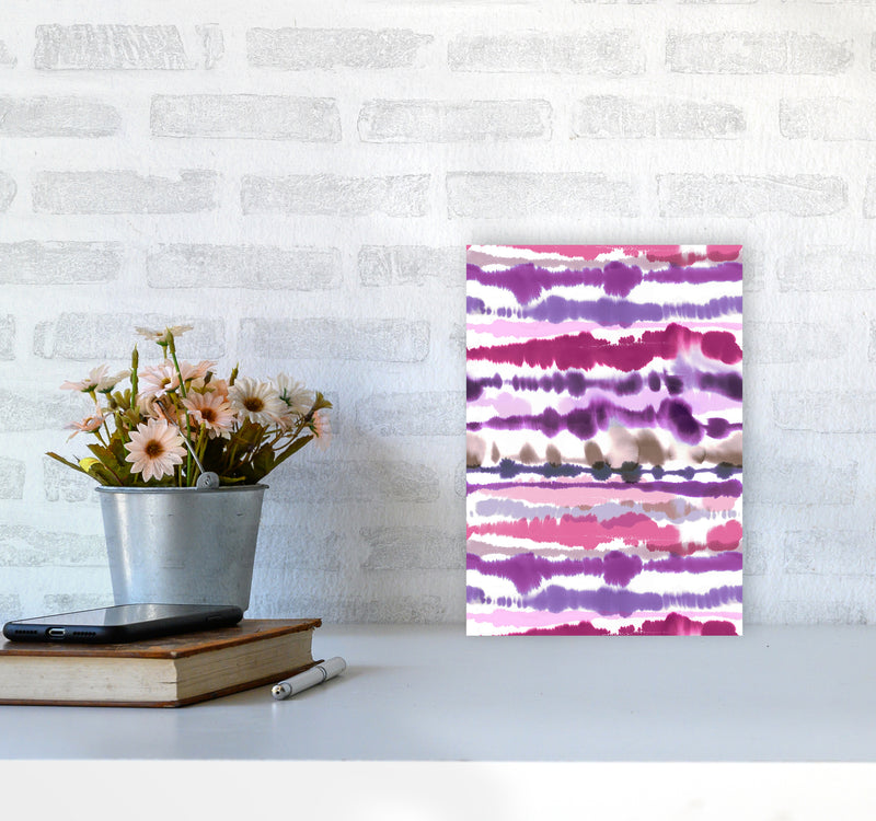 Soft Nautical Watercolor Lines Pink Abstract Art Print by Ninola Design A4 Black Frame
