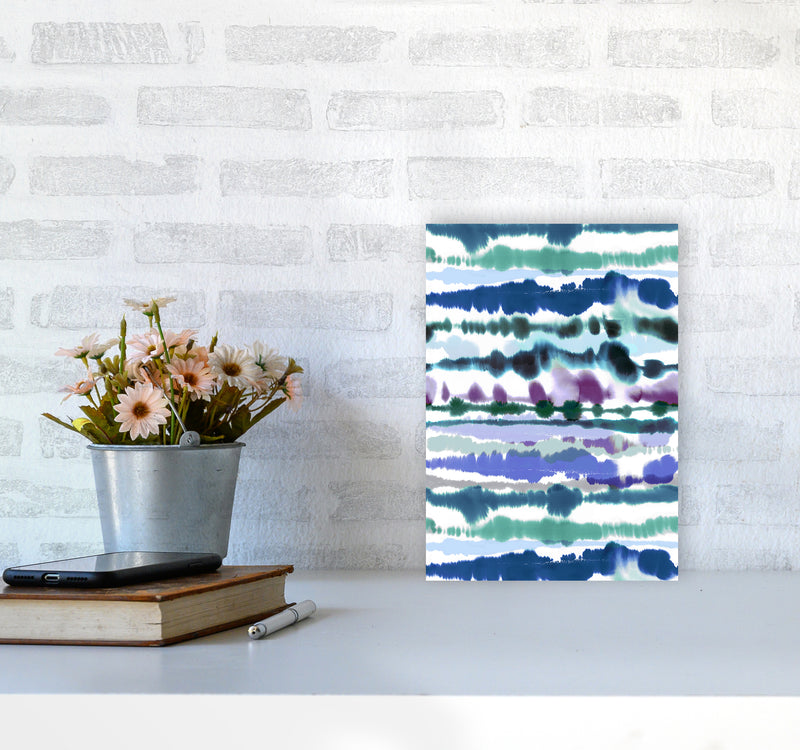 Soft Nautical Watercolor Lines blue Abstract Art Print by Ninola Design A4 Black Frame